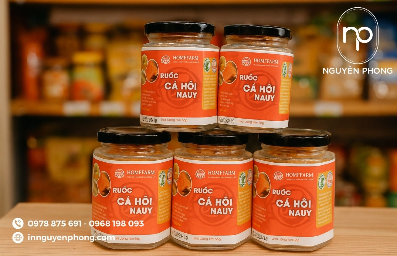 Mẫu tem nhãn ruốc cá hồi 